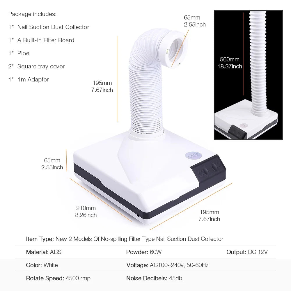 Foreverlily 60W Nail Dust Collector &ndash; Dual Function Design for Clean Workspace
