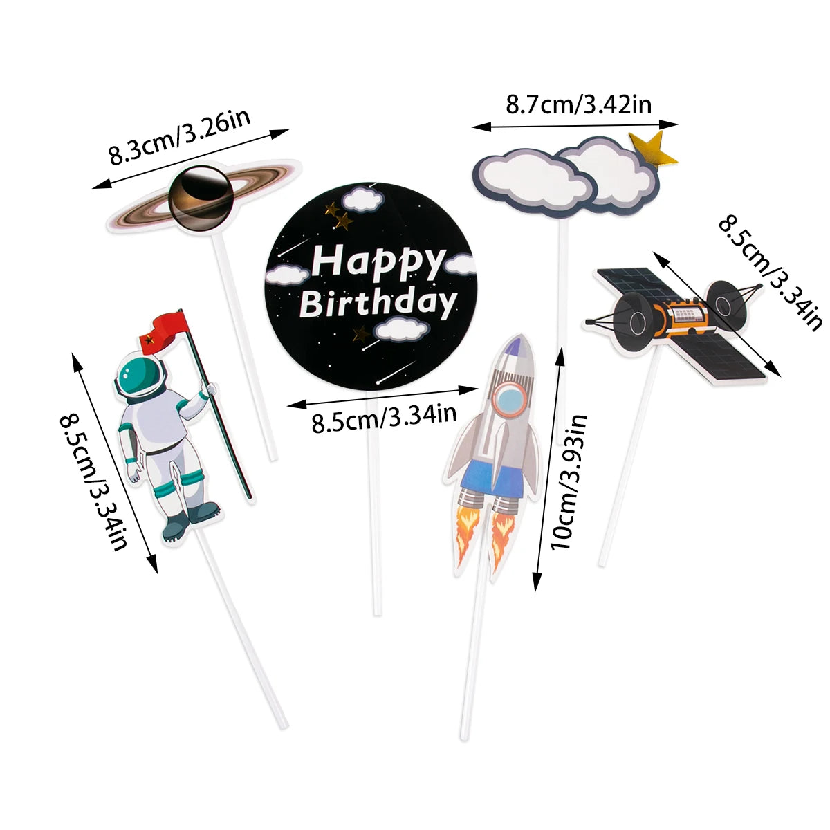 Astronaut Space Cake Toppers - Outer Space Figurines for Party Decorations style I