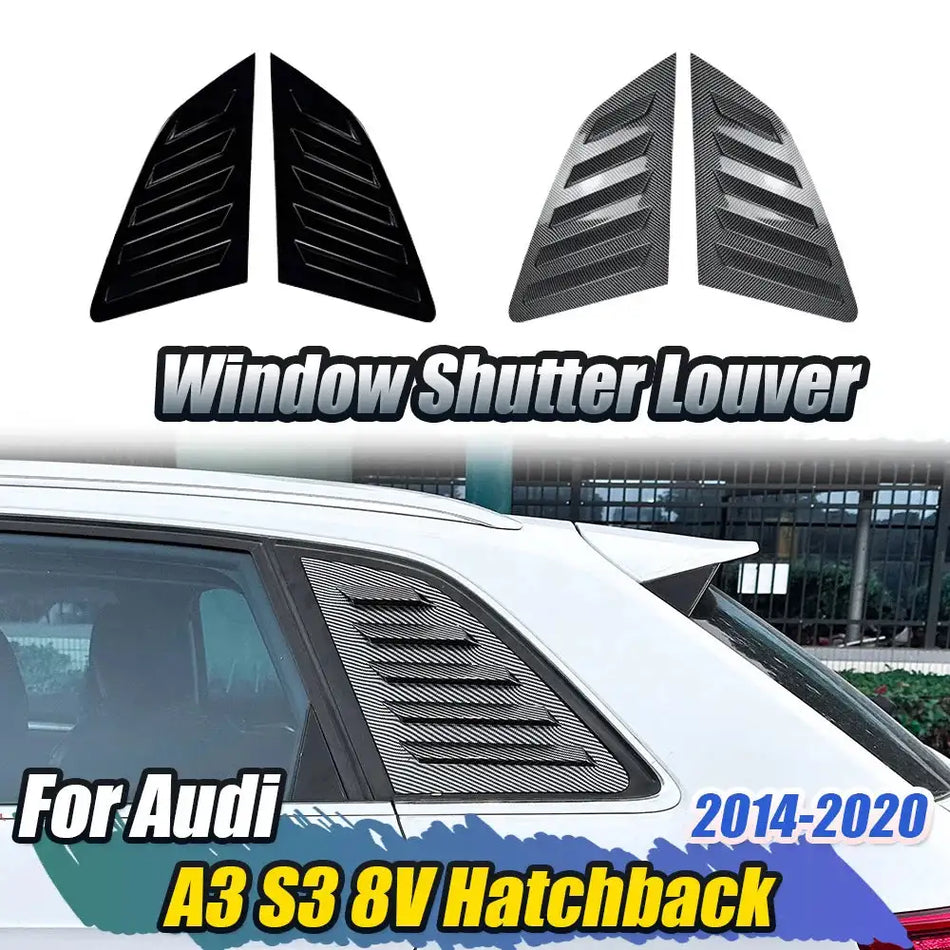 Audi A3 8V S3 RS3 Gloss Black Rear Window Louver Trim Kit