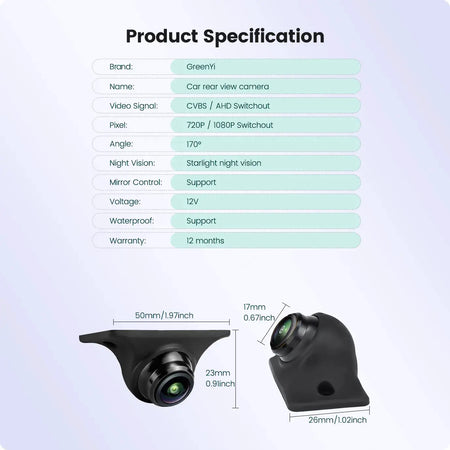 AHD 1080P Car Rear View Camera With Night Vision And 170 Degree Lens by InterCyprus Trading Ltd