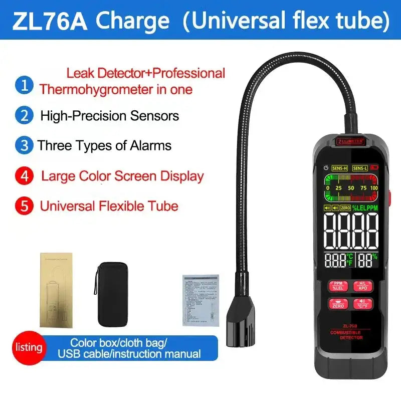 Gas Leak Detector With LCD Display And Alarm For Methane LPG ZL76A