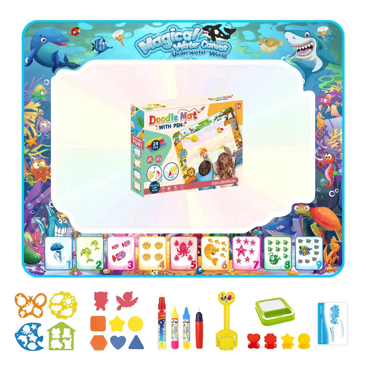Coolplay Magic Water Drawing Mat &ndash; Reusable Educational Painting Board I 100x80CM