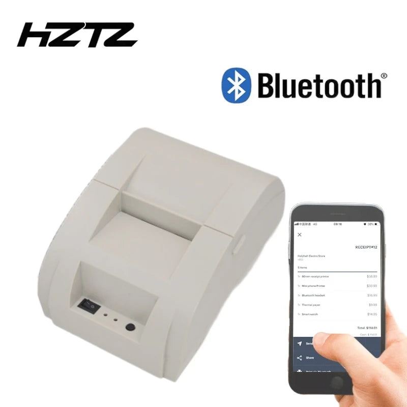 HZTZ 5890K 58mm USB Thermal Receipt Printer &ndash; 90mm per Sec USB and Bluetooth / EU Plug
