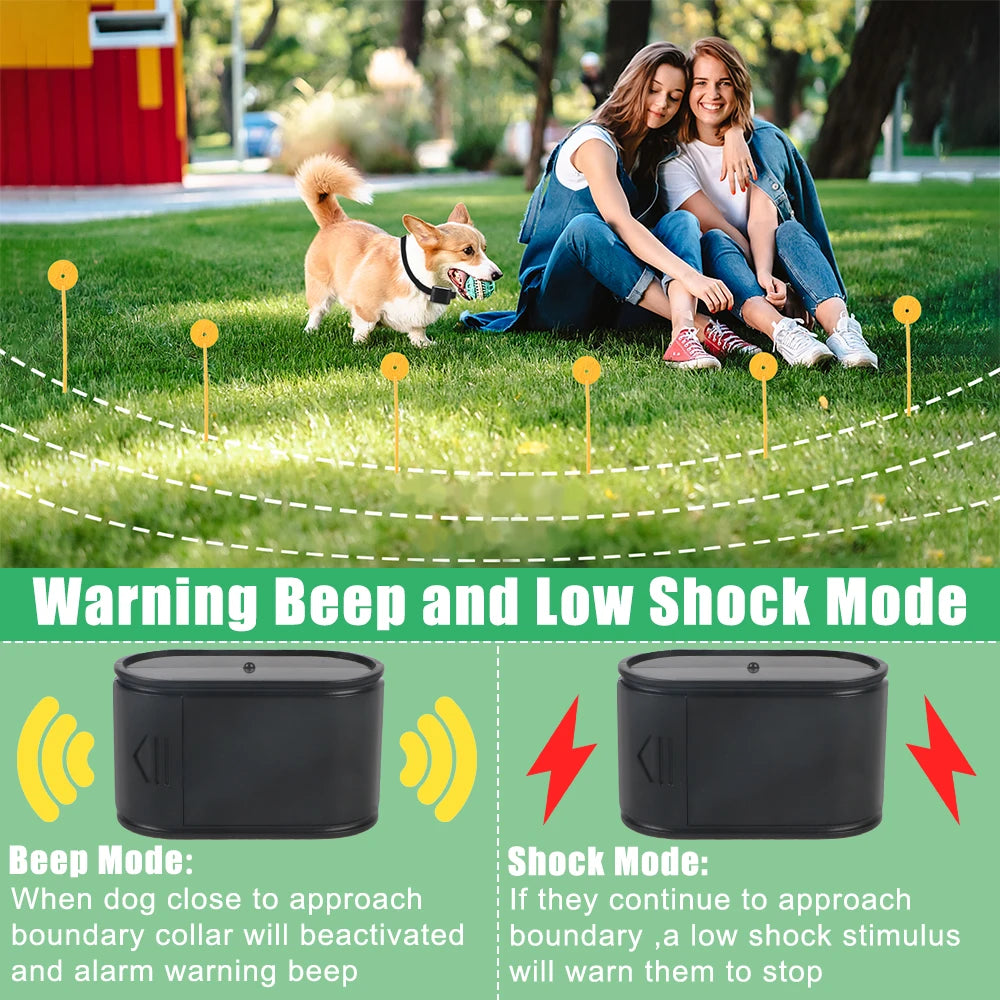 Electric Dog Fence System with Training Collar - Waterproof &amp; Adjustable
