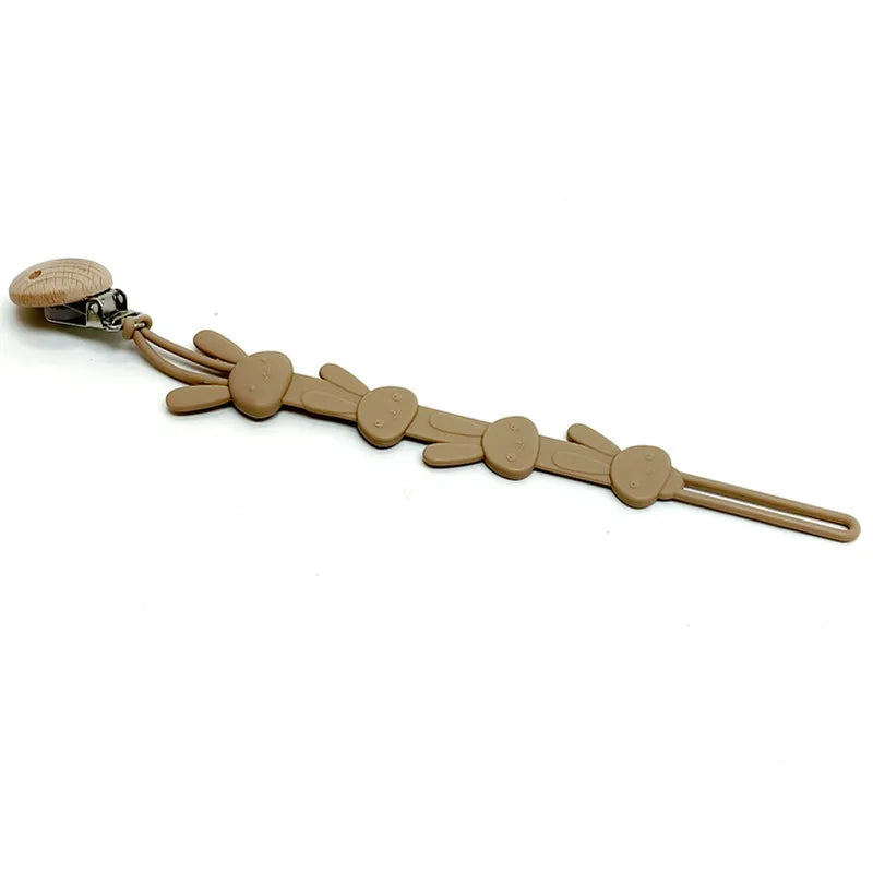 Silicone Pacifier Chain &ndash; Anti-Drop Teether Clip light brown