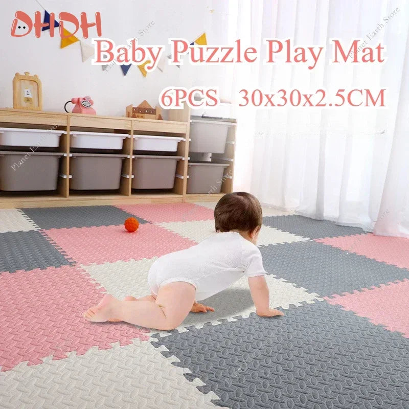 6-Piece 2.5cm Thick EVA Foam Puzzle Mats for Baby, Interlocking Floor Tiles