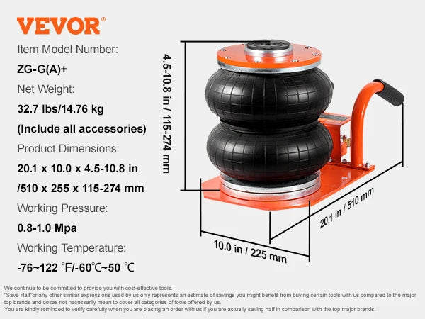SucceBuy 3T Air Jack &ndash; Heightened Column Pneumatic Lifter 3T / United States