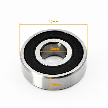 6200 Series Chrome Steel Bearings 2RS &ndash; Grease Lubricated 6201-2RS 12X32X10mm / CHINA / 2Pcs