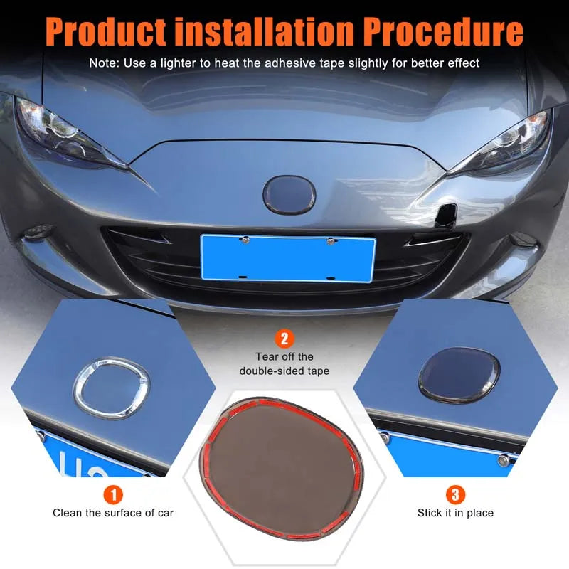 2Pcs Cubiertas Protectores de Logo Negro Ahumado de ABS para Mazda MX5