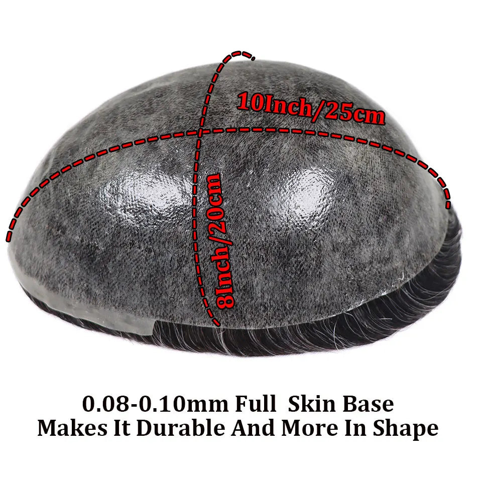 Bfirehair 0.08-0.10MM Full Skin PU Men&rsquo;s Toupee with V Loop Remy Hair