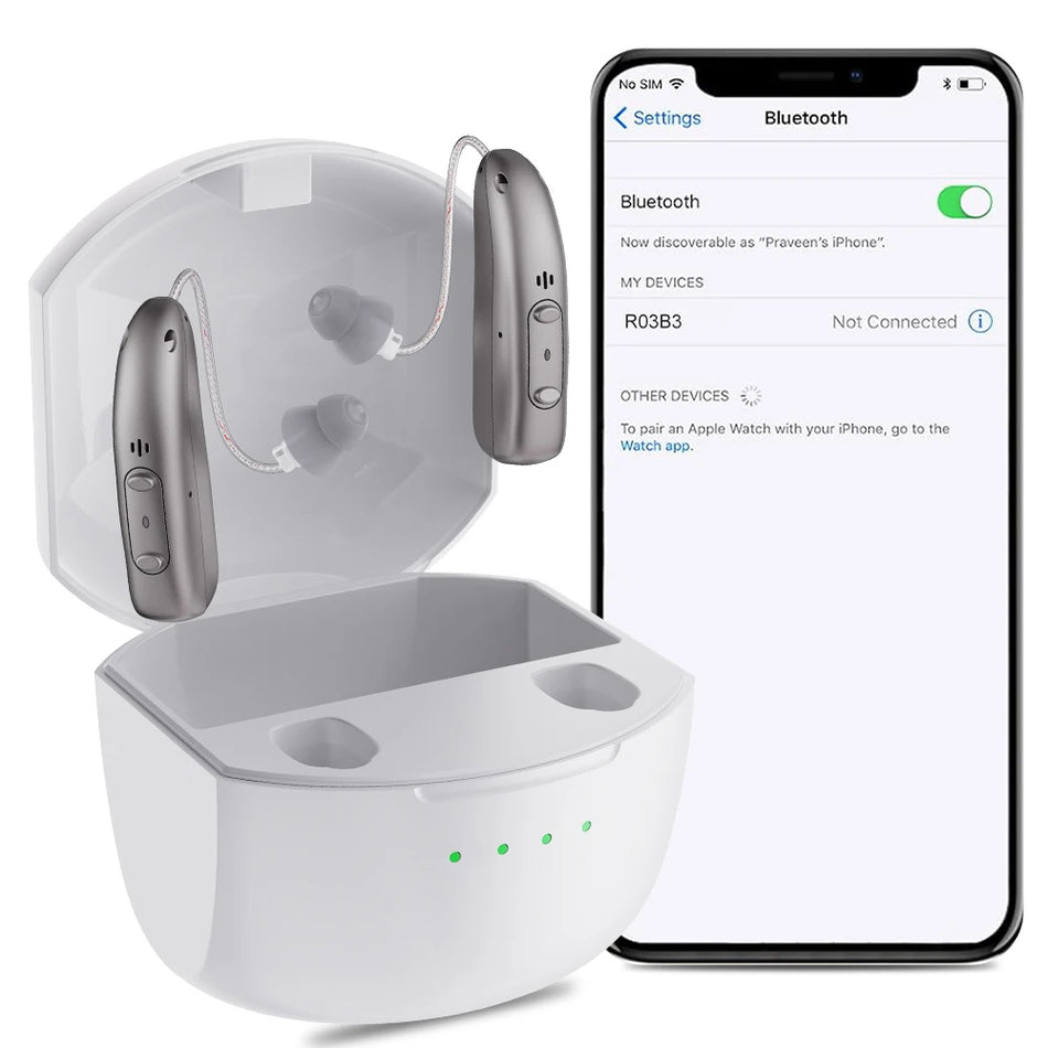 Aparat auditiv Bluetooth cu compensare a pierderii auzului pe 16 canale, potrivire invizibilă, reducere a zgomotului