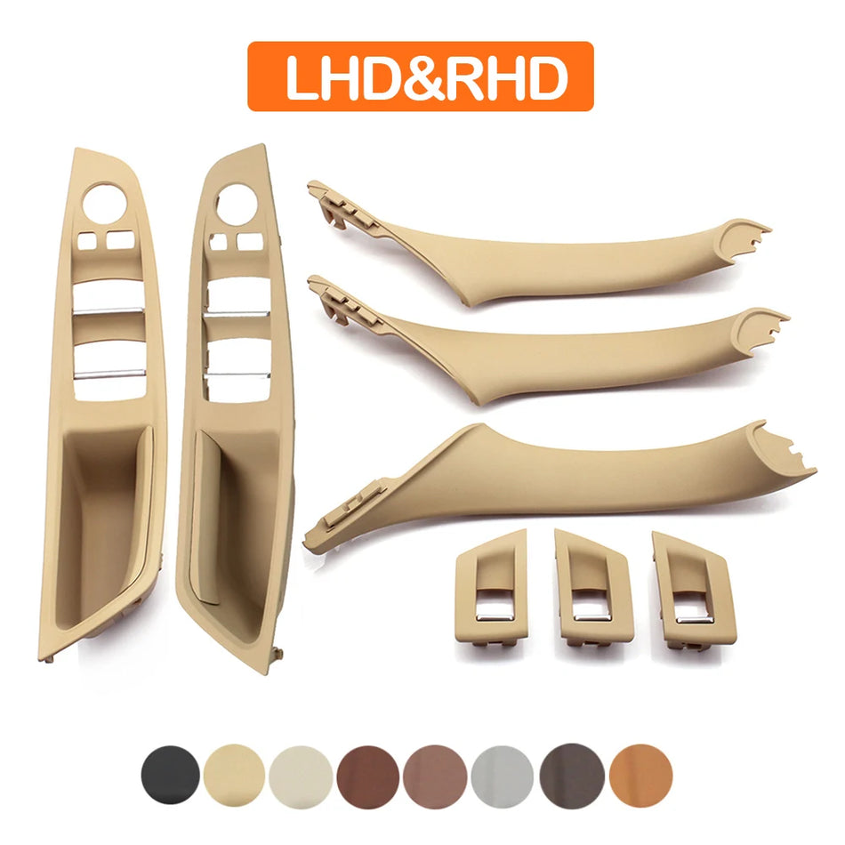 Set maniglie di trazione bracciolo per BMW Serie 5 F10 F11 beige PC ABS kit interno 7 pezzi