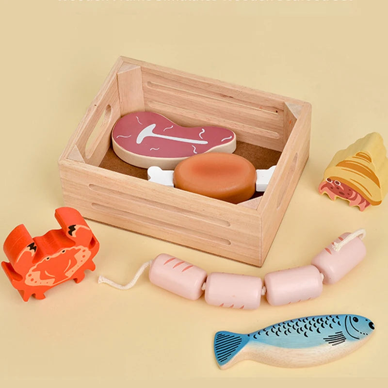 ATS30268 - Educational Wooden Kitchen Pretend Play Food Set
