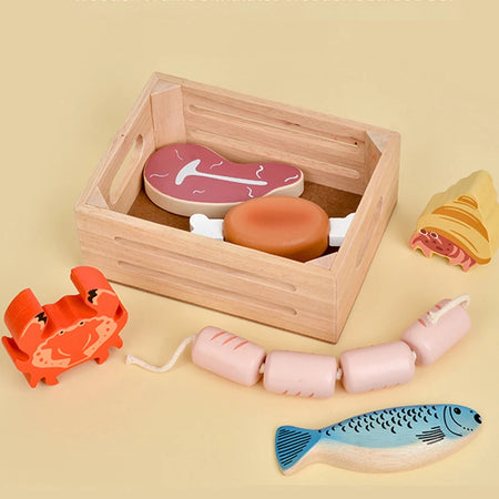 ATS30268 - Educational Wooden Kitchen Pretend Play Food Set