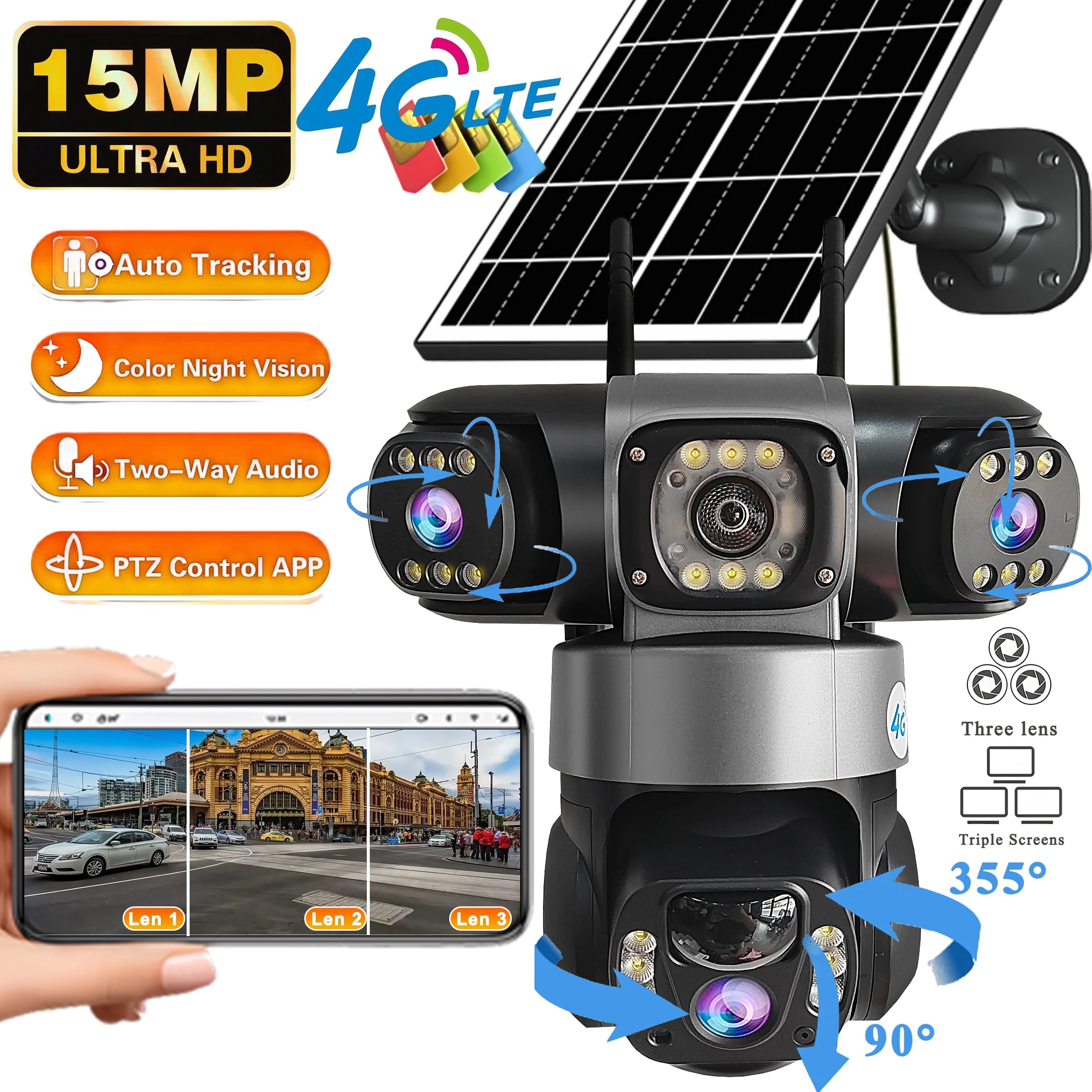V380 4G Solar Security Camera &ndash; 15MP HD Night Vision