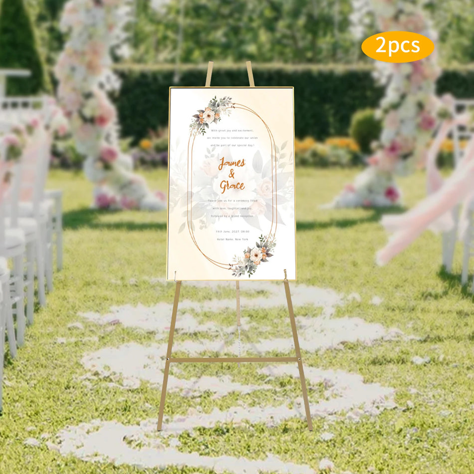 2Pz Supporto per Cavalletto Oro 62x104cm Alto in Tubo d'Acciaio – Finitura Oro