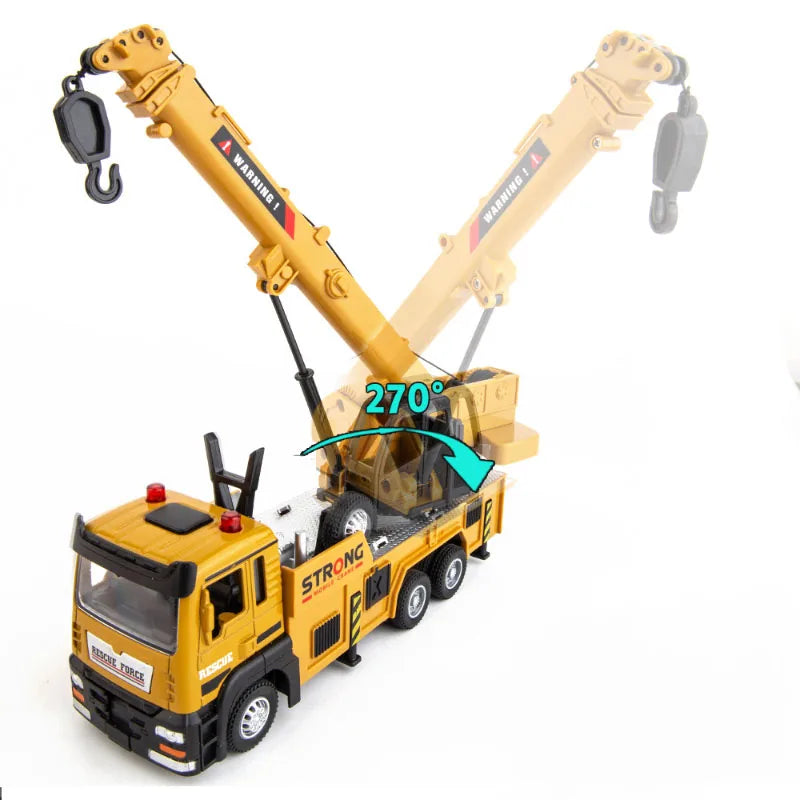 1/32 Crane Truck Alloy Car Model Diecast Metal Toy Simulation Engineering Vehicles with Sound and Light Model for Children Gifts