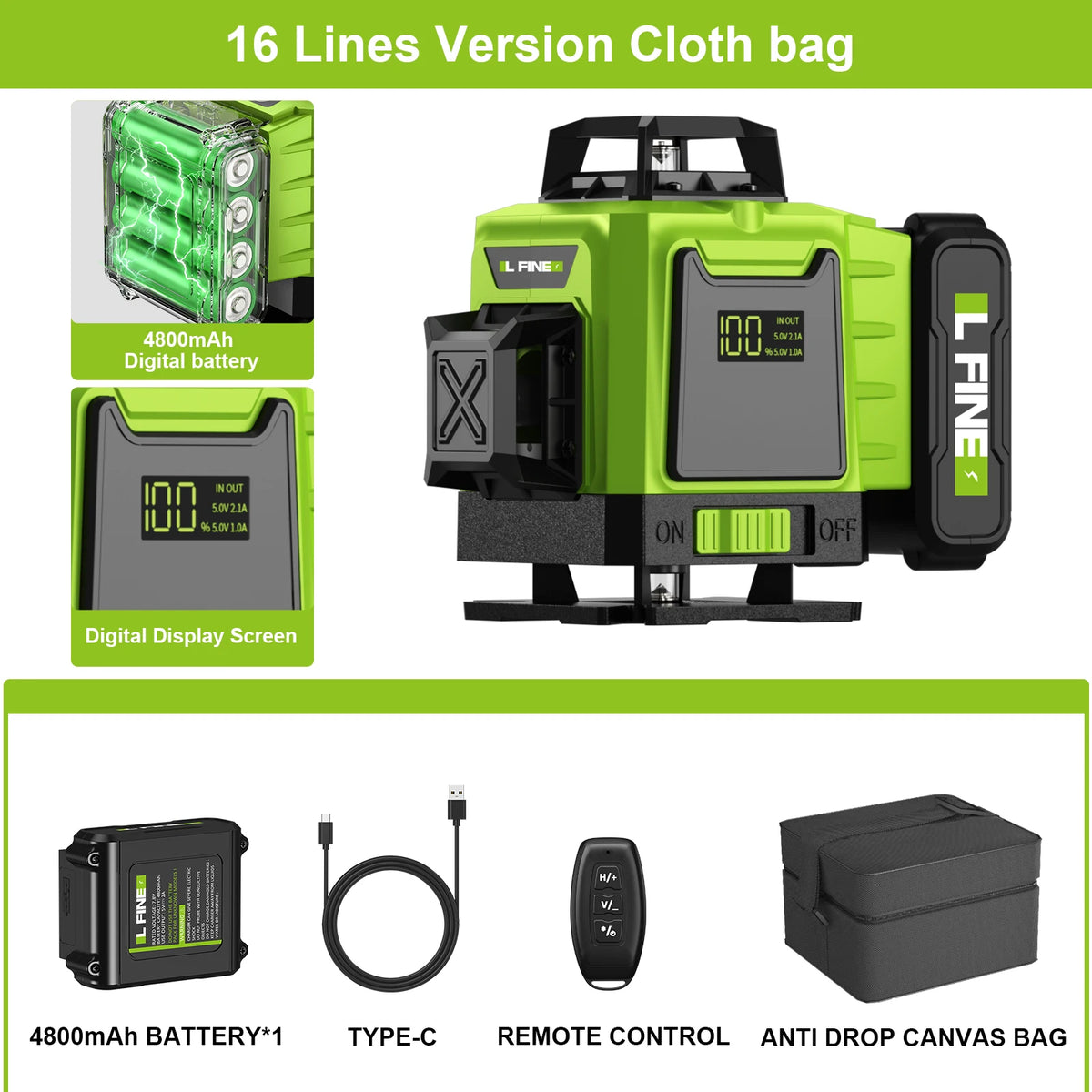 Lfine 4D 16 Lines 360 Degree Self Leveling Laser &ndash; Tripod 16 Lines set