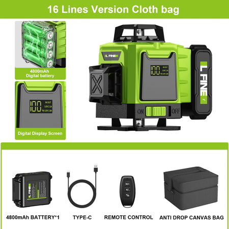 Lfine 4D 16 Lines 360 Degree Self Leveling Laser &ndash; Tripod 16 Lines set