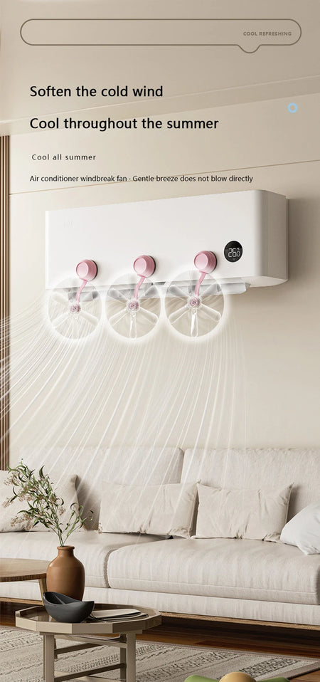 3PCS Wall Mounted Air Guide Fan - Adjustable Windmill