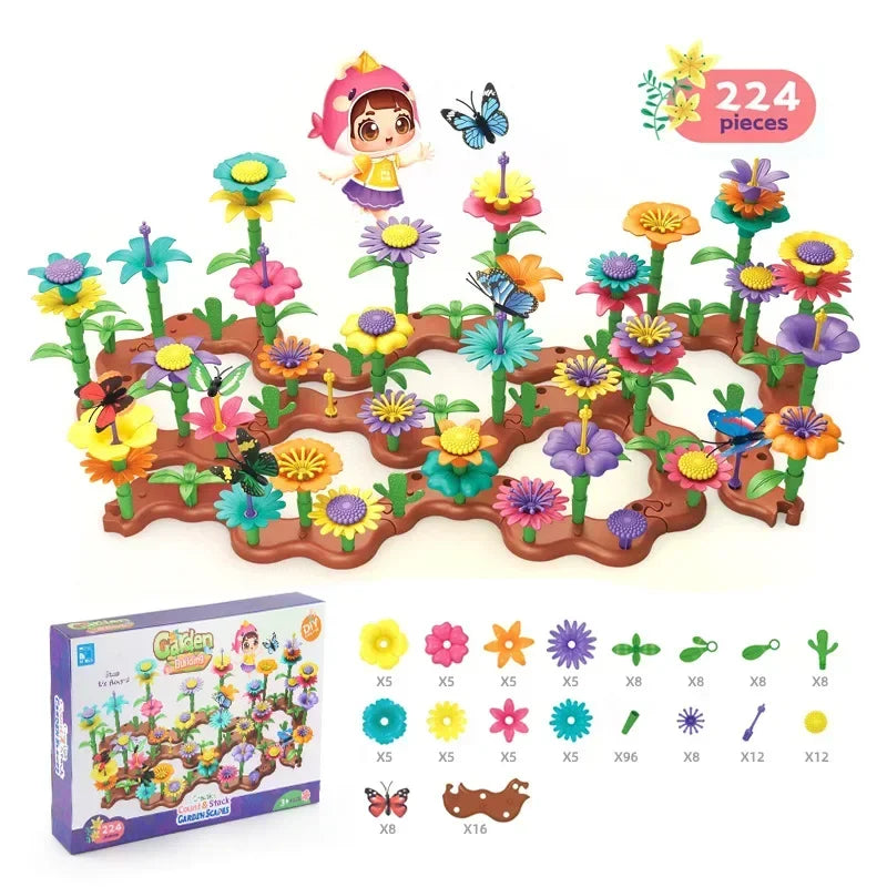 Flower Garden Building Set &ndash; Educational Flower Stacking 224 pieces