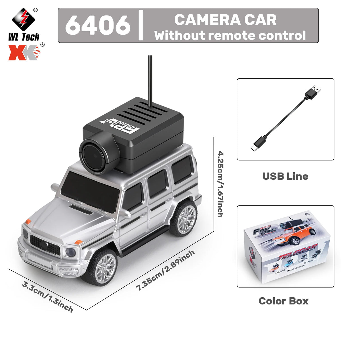 WLtoys 1/64 Mini RC Car &ndash; 720P FPV Camera For Kids Fun 6406 Gray