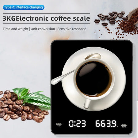 Digital Coffee Scale USB With Timer &ndash; 0.1g Precision