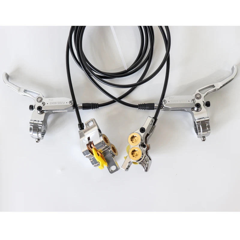 Frog-4 Pistons MTB Bike Hydraulic Brake - Oil Pressure Silver- 1 pair