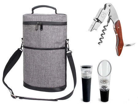 Cooler Bag for 2 Bottles &ndash; Portable Ice Carrier for Picnic Grey Accessories