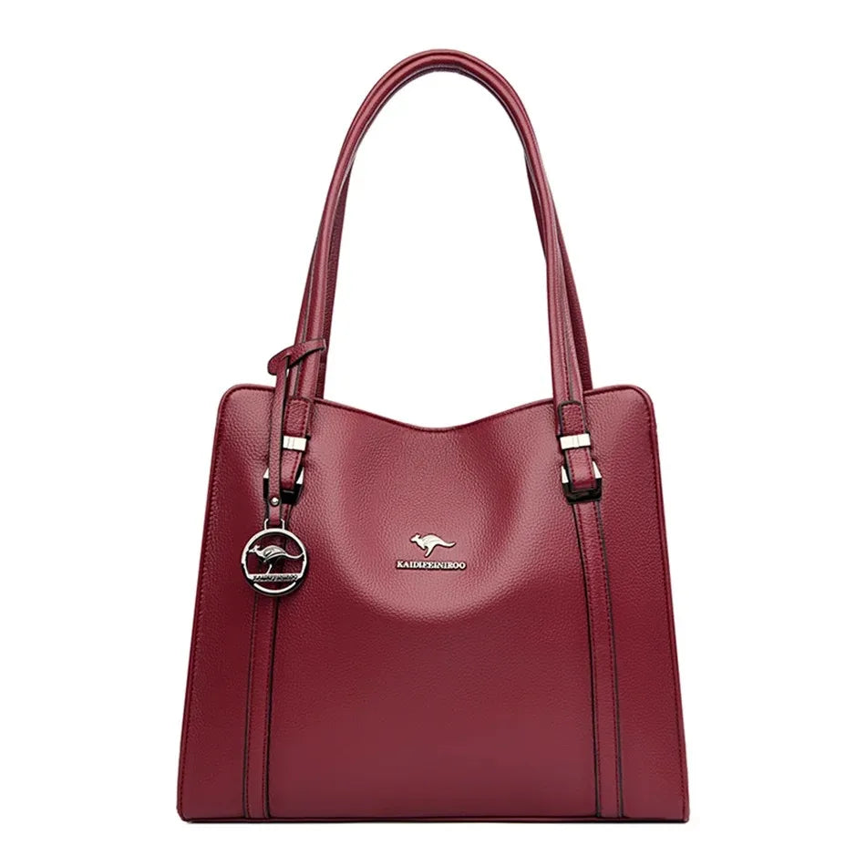 VANDERWAH Soft Leather Luxury Tote Handbag for Women Burgundy 1