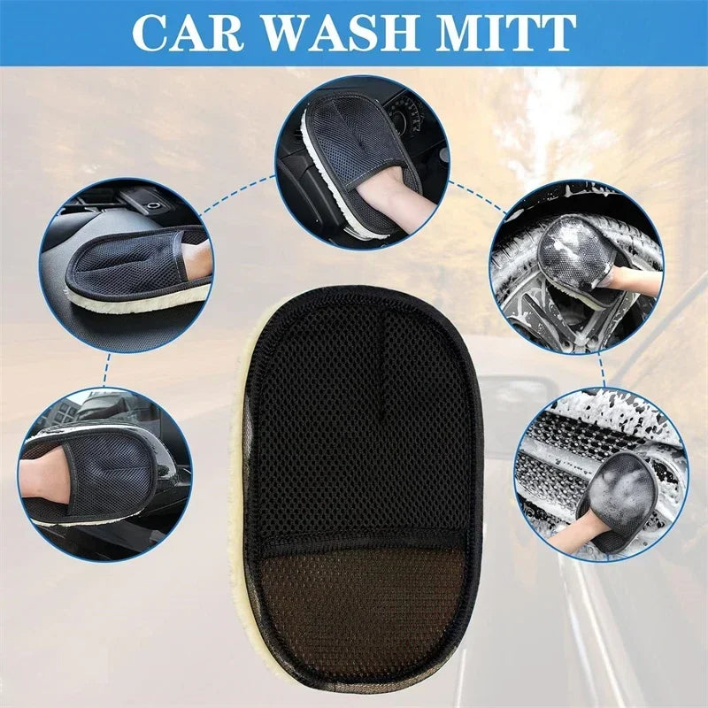 Premium Microfibre Car Cleaning Sponge Gloves for Polishing and Washing