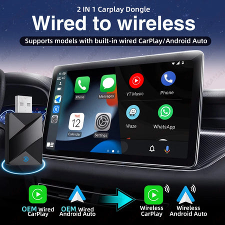 2 In 1 Wireless CarPlay Dongle &ndash; Wireless Android Auto