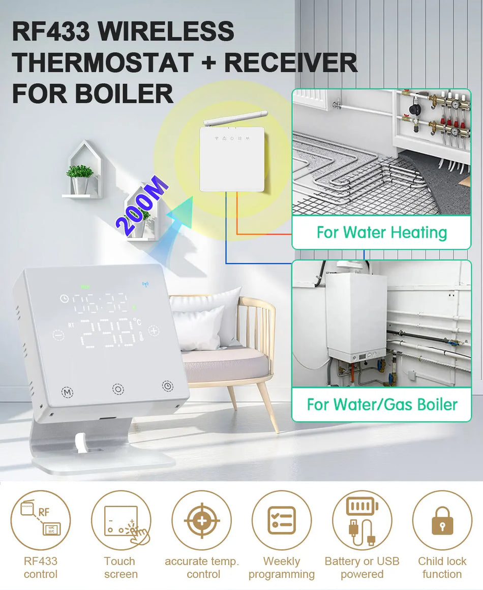 T8W+RC5Plus &ndash; WiFi Enabled Water Heating Thermostat