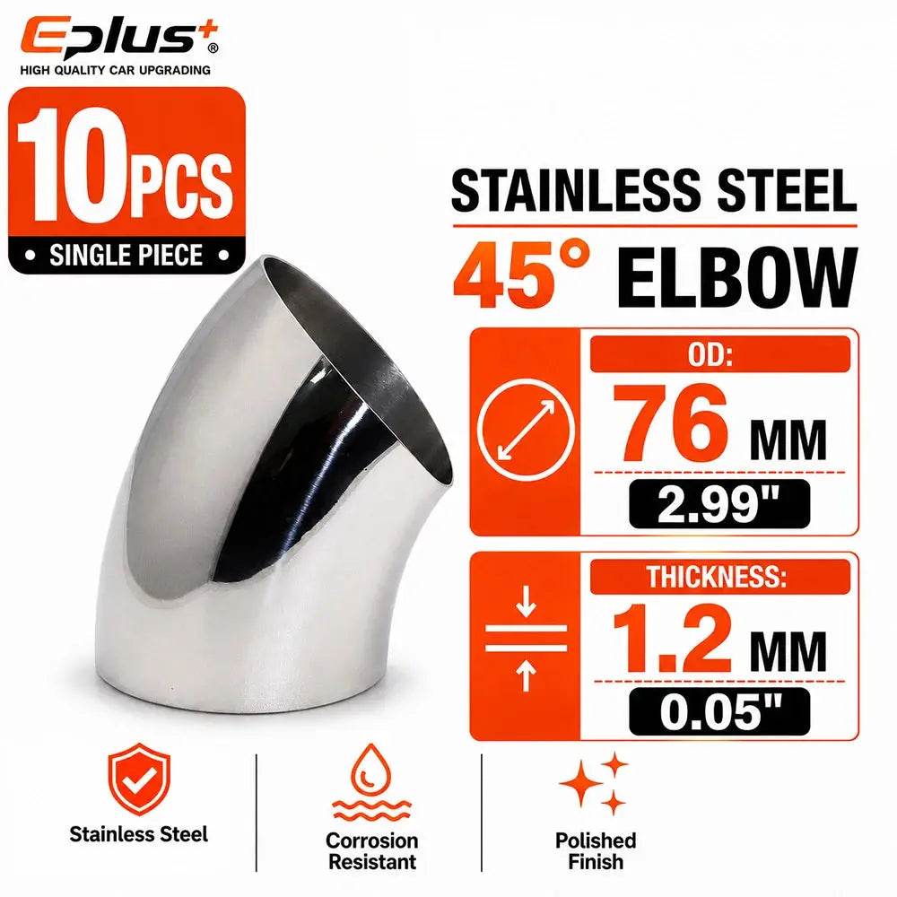 10PCS Universal Stainless Steel 45 Degree Elbow Pipe Polished Weld‑On Pipe Fitting Bend Tube for Car Exhaust Muffler Replacement by InterCyprus Trading Ltd