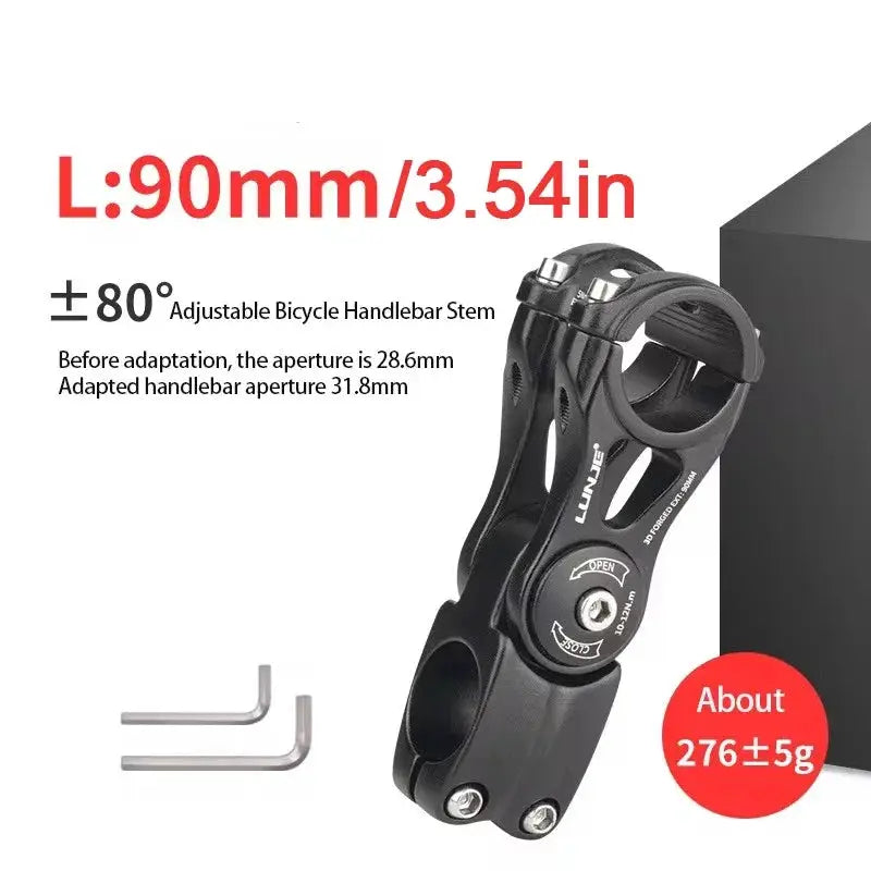 Adjustable Bicycle Handlebar Stem 90/110/130/145MM Road Mountain Bike Stem -80° 80° MTB Power Adjustment 31.8mm Bike Table by InterCyprus Trading Ltd