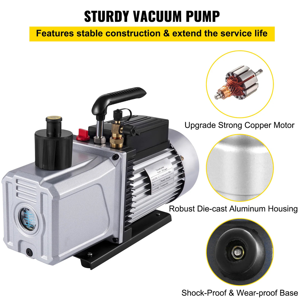 SucceBuy Vacuum Pump 12CFM 1HP One Stage &ndash; Quick Evacuation