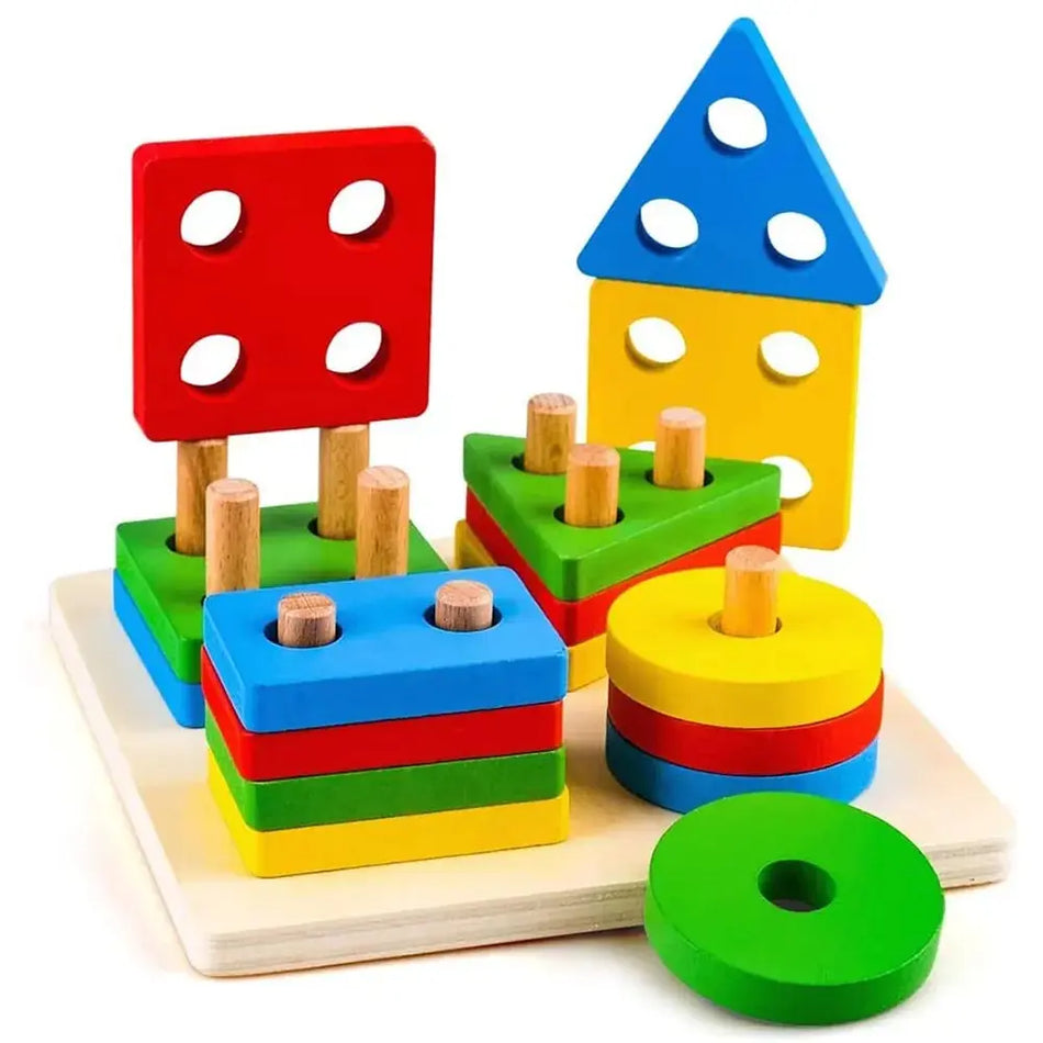 Geometric Shape and Color Montessori Toys &ndash; Shape Sorting