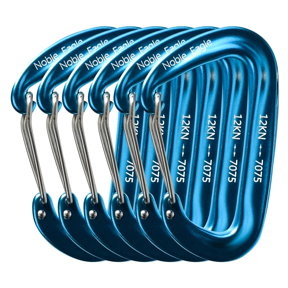 6Pcs 12kN Carabiners Set &ndash; Ultra Lightweight Outdoor Use Noble12KN 6PCS Blue
