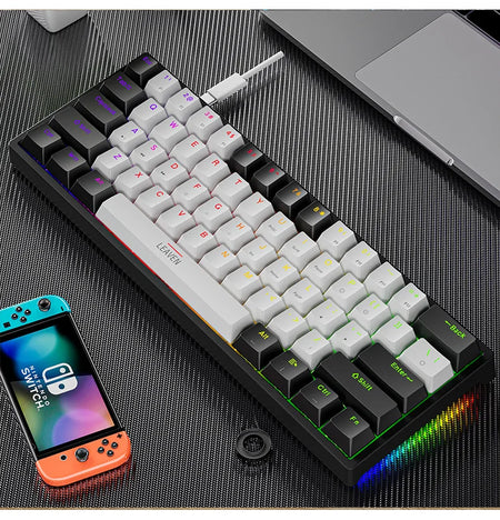 K620 Mini Gaming Keyboard &ndash; 61 Keys RGB Hotswap Type C black white / Red Switch