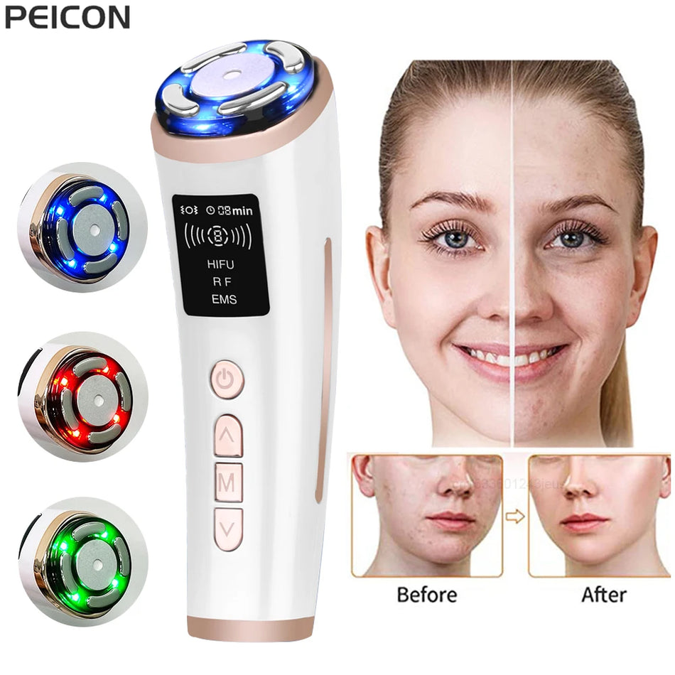 Mini HIFU Face Lifting Massager with EMS Microcurrent for Skin Rejuvenation