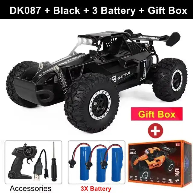 Remote Control Car RC Drift 1:16 Off Road Alloy &ndash; LED Light DK087 Black 3B Box
