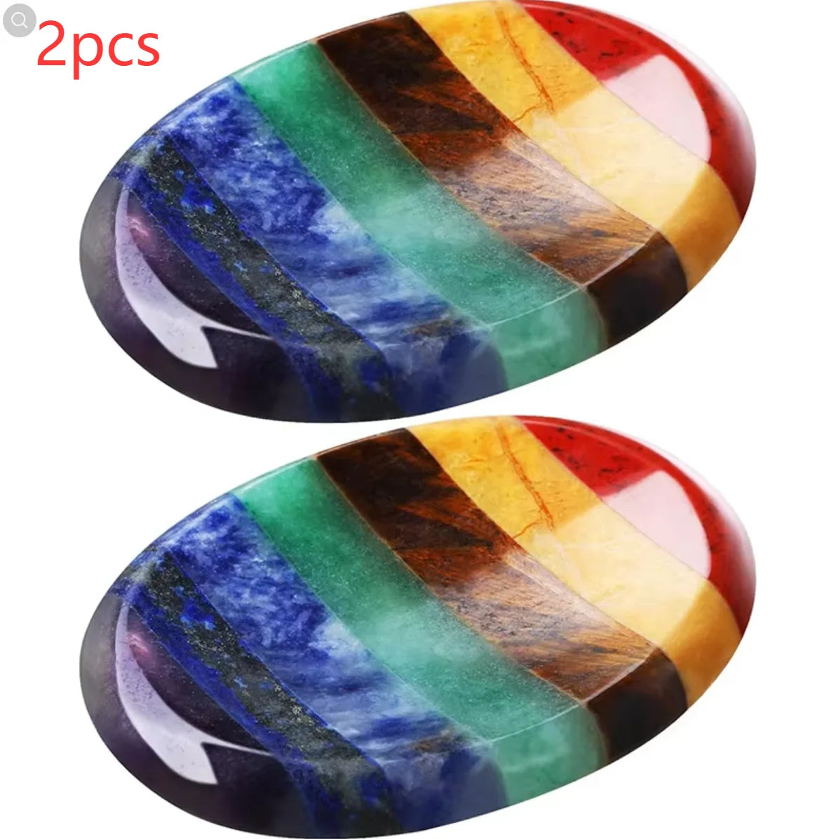 7 Chakra Thumb Worry Stone Set &ndash; Natural Meditation Aid 2 pcs