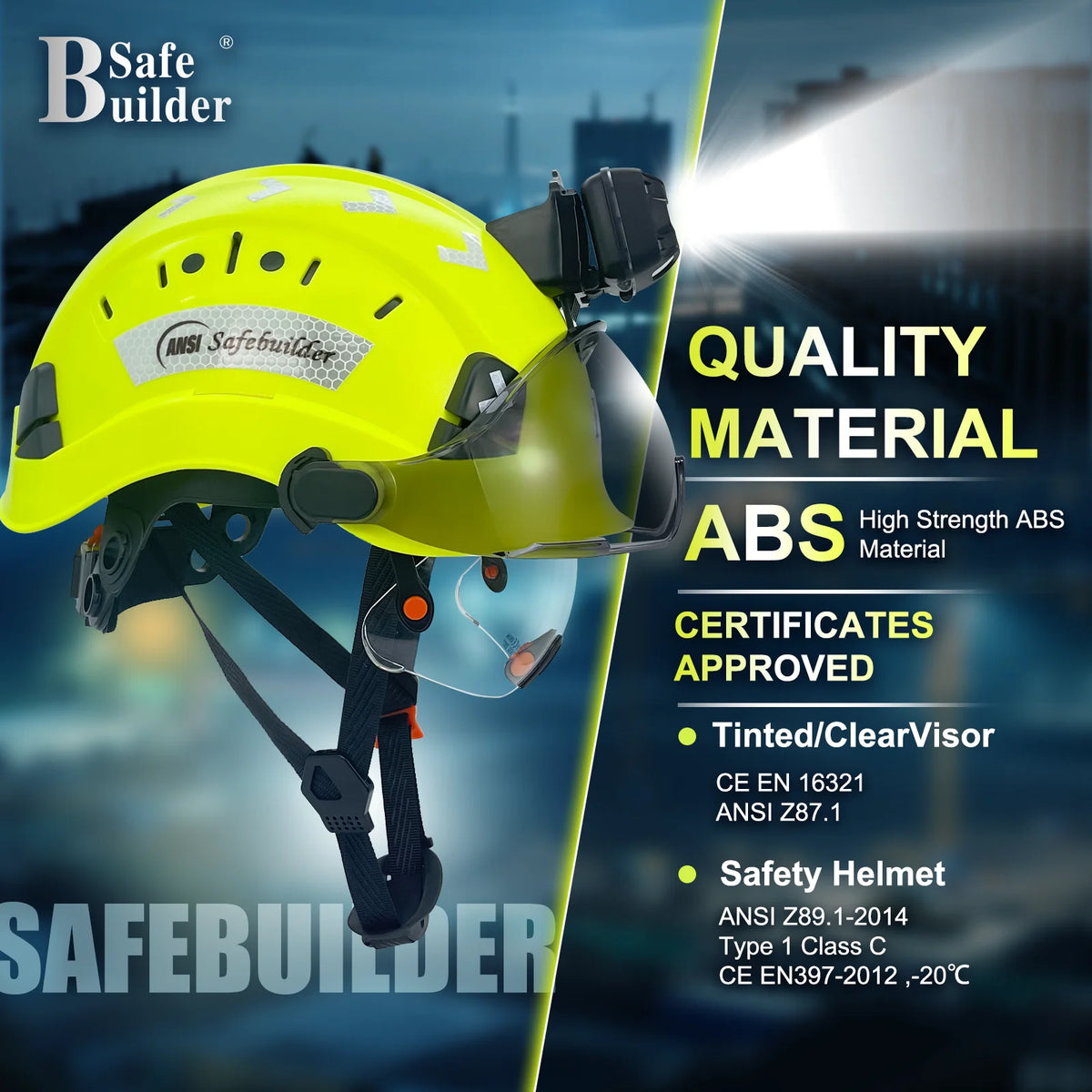 CR06 Safety Helmet With Visor Headlamp &ndash; Rechargeable Light