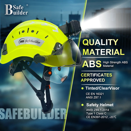 CR06 Safety Helmet With Visor Headlamp &ndash; Rechargeable Light