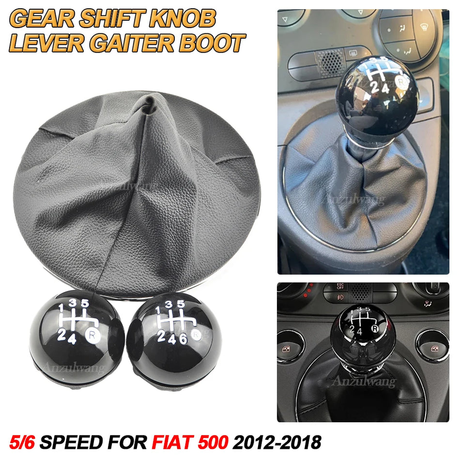 Gear Shift Knob Carbon Fiber for Fiat 500 Manual Transmission