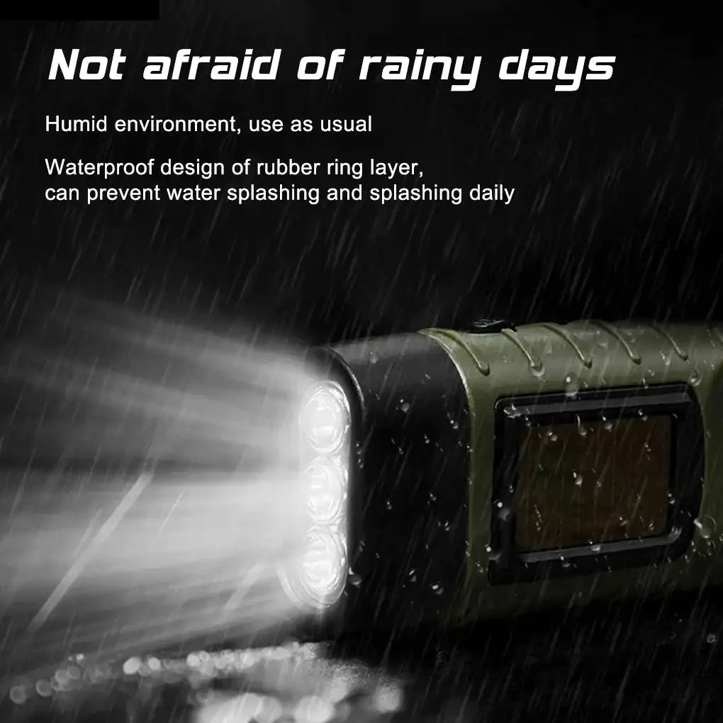 Solar Hand Crank LED Flashlight Survival Dynamo For Hiking