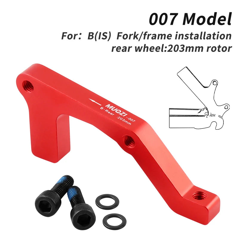 MUQZI Disc Brake Caliper Mount Adapter &ndash; Versatile Compatibility With Multiple Rotor Sizes 007 Rear 203 Red