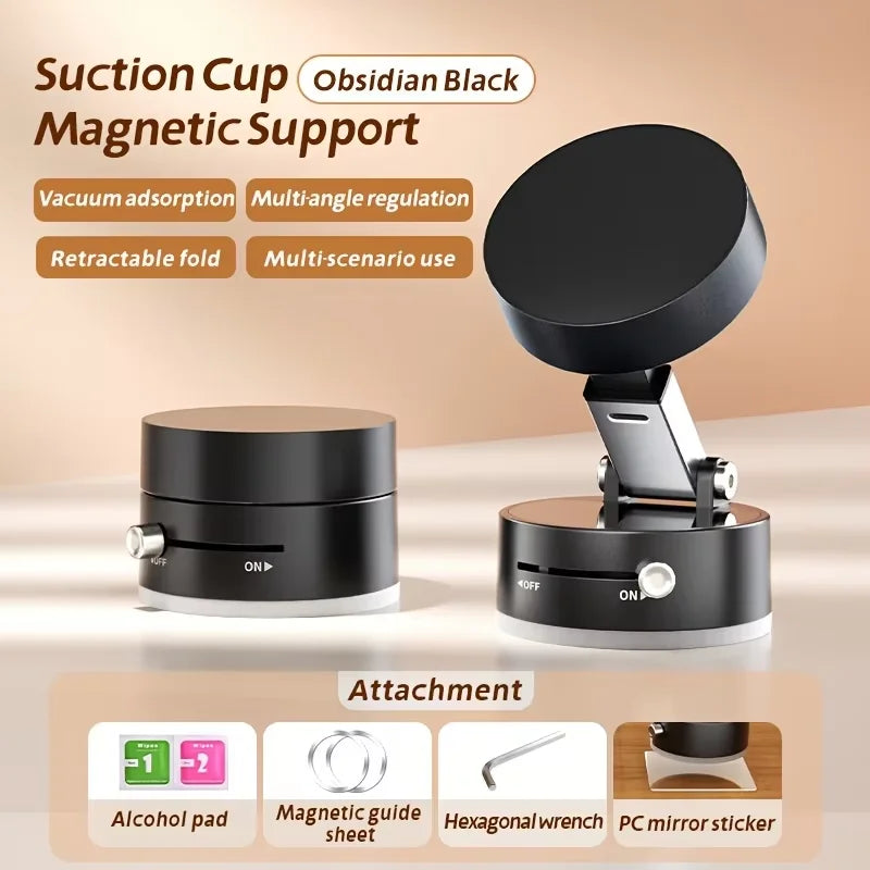 Vacuum Magnetic Cup Stand &ndash; Foldable Retractable Design Black