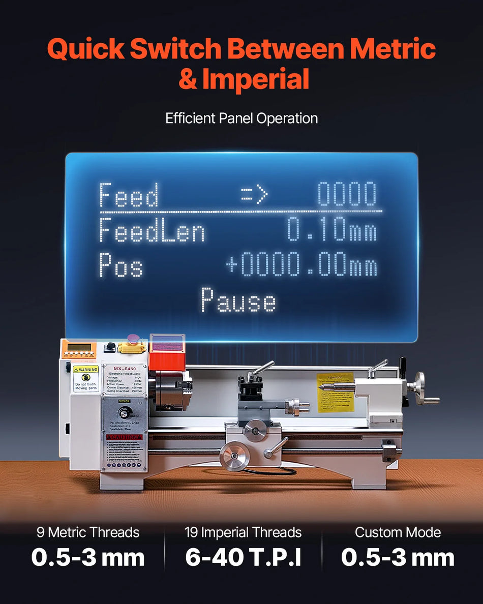 Vevor 8.7x18in Tokarka stołowa bezszczotkowa 1250W Automatyczne podawanie