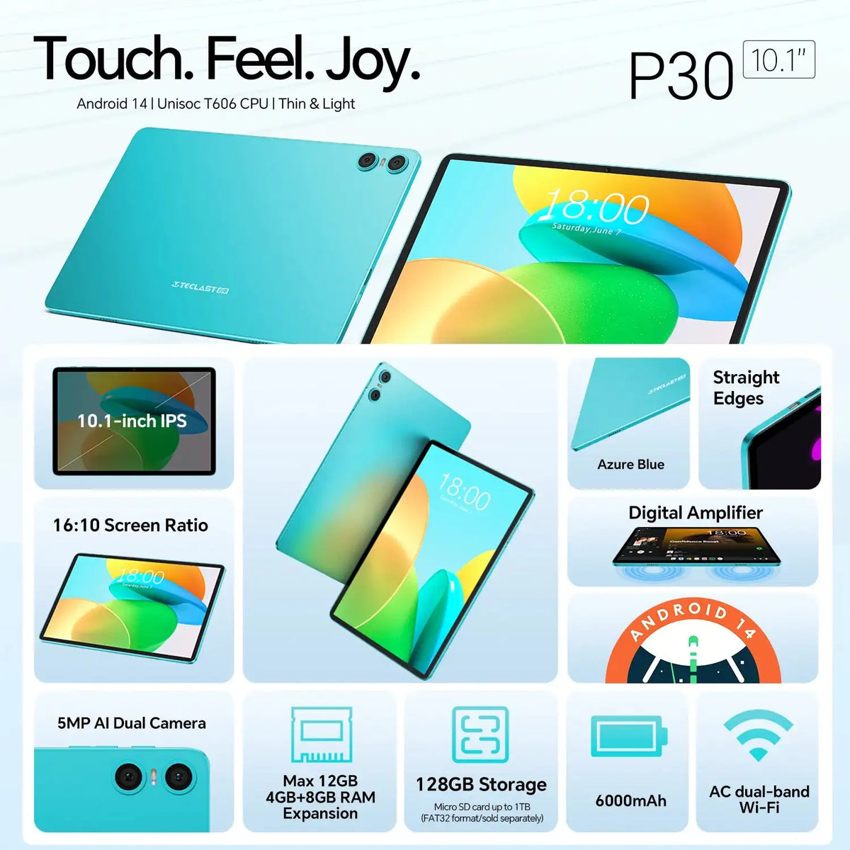 Teclast P30 Tablet 10.1 Inch Android 14 12GB RAM 128GB IPS